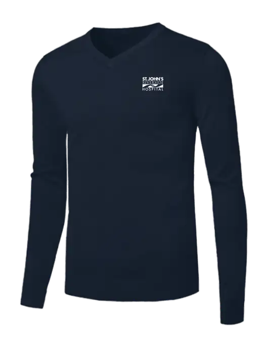 Brooks Brothers Navy Washable Merino V-Neck Sweater w/St. John's Riverside Logo