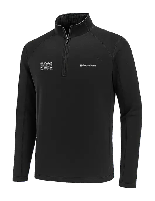 Vineyard Vines Black Sankaty Quarter-Zip Pullover
 w/St. John's Riverside Logo