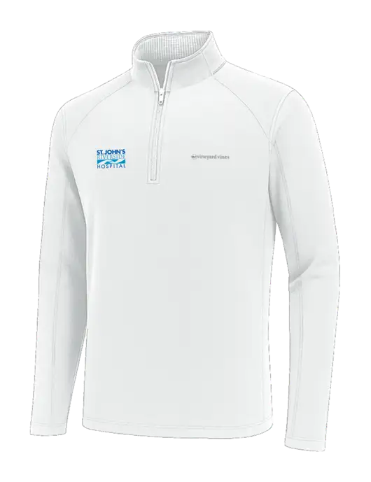 Vineyard Vines White Sankaty Quarter-Zip Pullover
 w/St. John's Riverside Logo