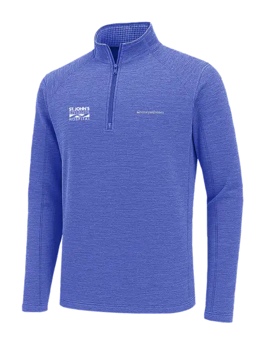 Vineyard Vines Light Royal Heather Sankaty Quarter-Zip Pullover
 w/St. John's Riverside Logo