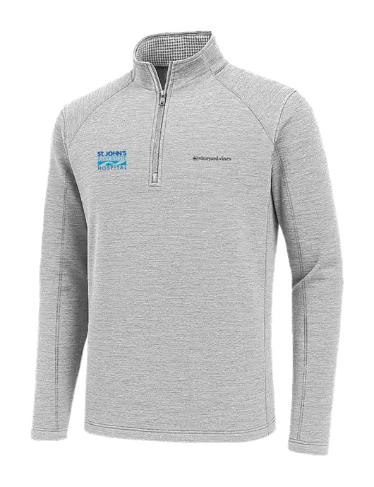 Vineyard Vines Light Grey Hather Sankaty Quarter-Zip Pullover
 w/St. John's Riverside Logo