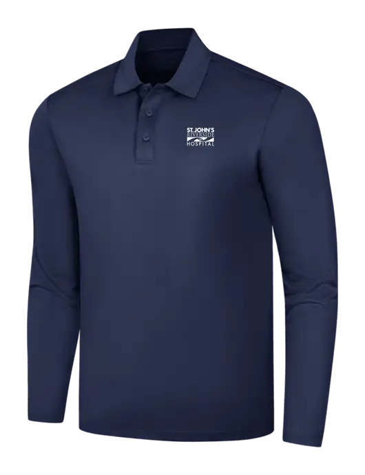 Navy Silk Touch Performance Long Sleeve Polo w/St. John's Riverside Logo