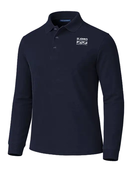 All Cotton Dark Navy Long Sleeve Polo w/St. John's Riverside Logo