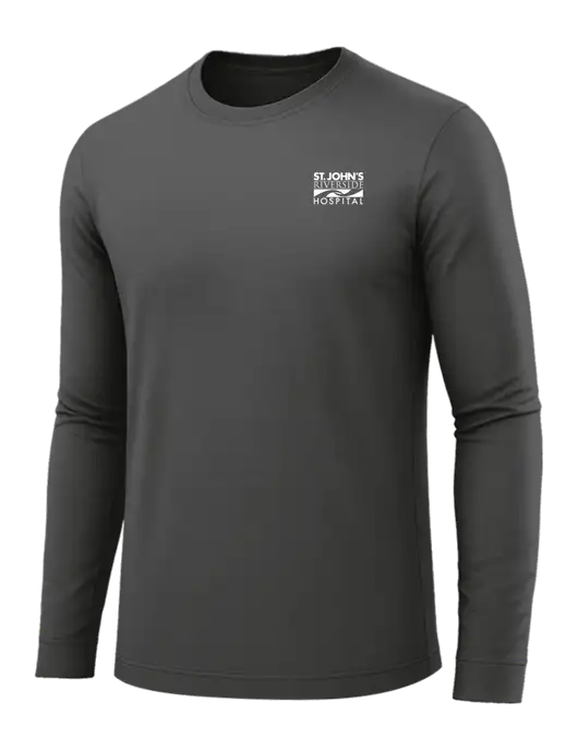 Long Sleeve Dark Grey PosiCharge Competitor Tee w/St. John's Riverside Logo
