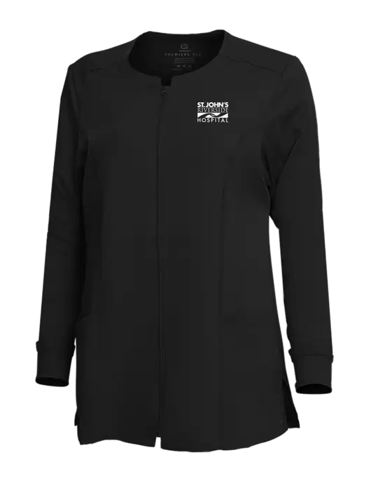 Wink Black Womens Premiere Flex Full-Zip Scrub Jacket w/St. John's Riverside Logo