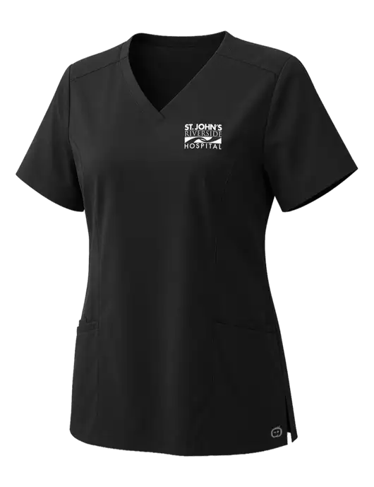 Wink Womens Black Premiere Flex V-Neck Top w/St. John's Riverside Logo