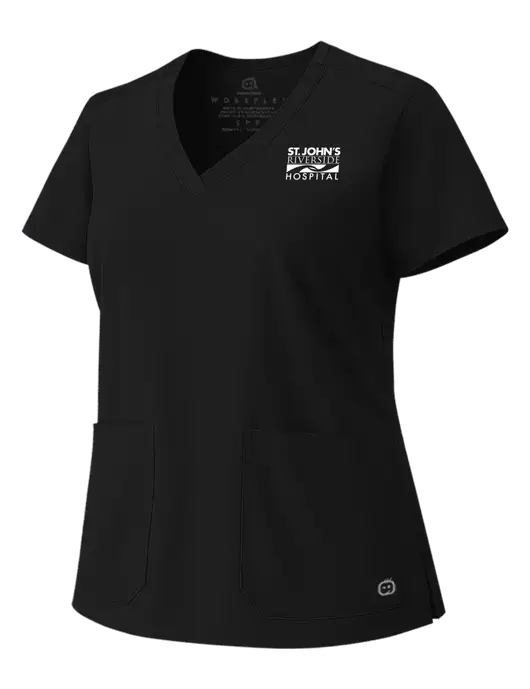 Wink Black Womens WorkFlex V-Neck Top w/St. John's Riverside Logo
