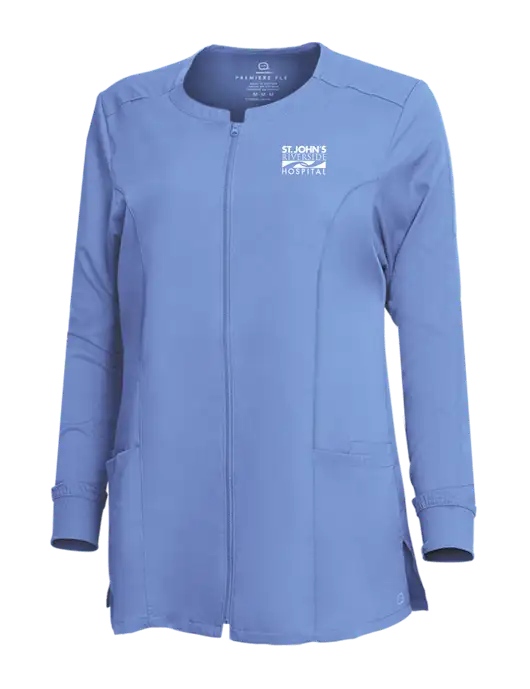Wink Ceil Blue Womens Premiere Flex Full-Zip Scrub Jacket w/St. John's Riverside Logo