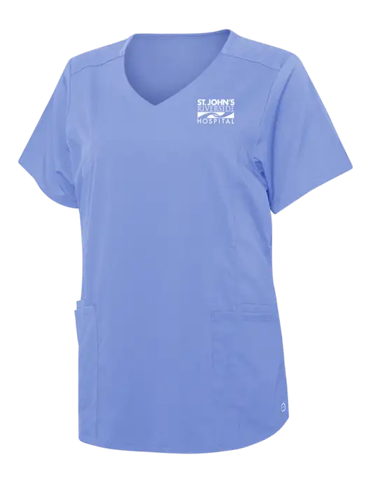 Wink Ceil Blue Womens Premiere Flex Mock Wrap Top w/St. John's Riverside Logo