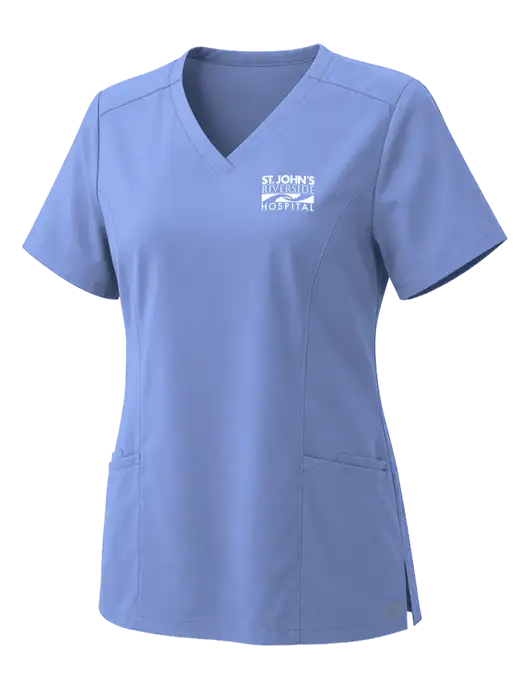 Wink Womens Ceil Blue Premiere Flex V-Neck Top w/St. John's Riverside Logo