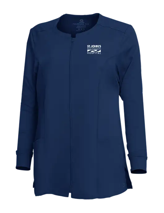 Wink Navy Womens Premiere Flex Full-Zip Scrub Jacket w/St. John's Riverside Logo