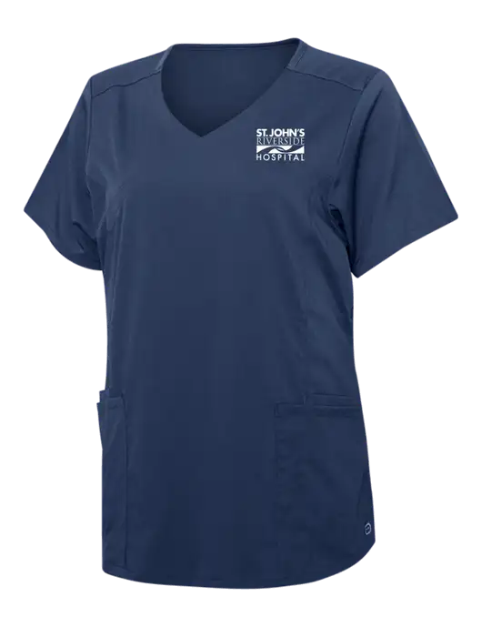 Wink Navy Womens Premiere Flex Mock Wrap Top w/St. John's Riverside Logo