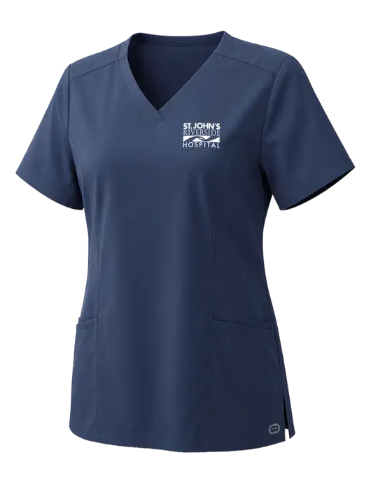 Wink Womens Navy Premiere Flex V-Neck Top w/St. John's Riverside Logo