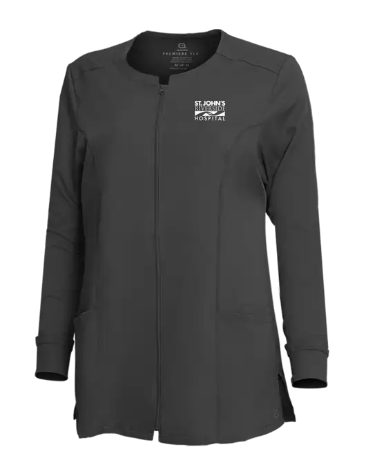 Wink Pewter Womens Premiere Flex Full-Zip Scrub Jacket w/St. John's Riverside Logo