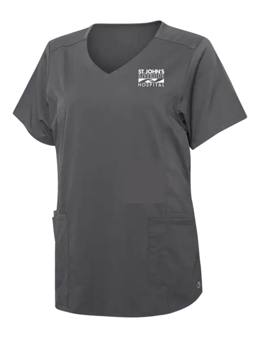 Wink Pewter Womens Premiere Flex Mock Wrap Top w/St. John's Riverside Logo