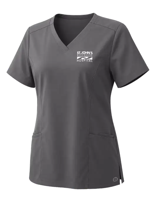 Wink Womens Pewter Premiere Flex V-Neck Top w/St. John's Riverside Logo