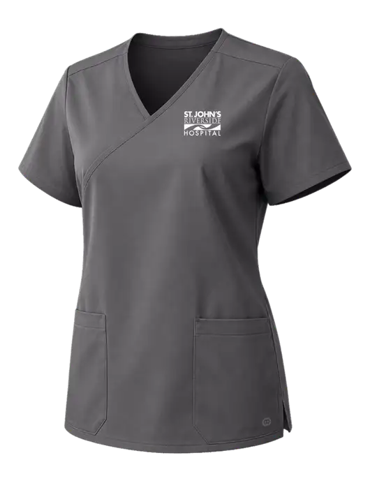 Wink Pewter Womens WorkFlex Mock Wrap Top w/St. John's Riverside Logo