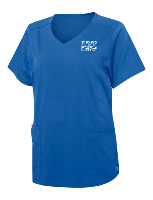 Wink Royal Womens Premiere Flex Mock Wrap Top w/St. John's Riverside Logo