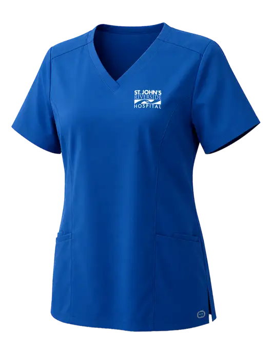 Wink Womens Royal Premiere Flex V-Neck Top w/St. John's Riverside Logo