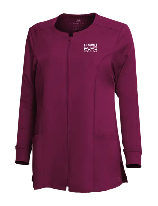 Wink Wine Womens Premiere Flex Full-Zip Scrub Jacket w/St. John's Riverside Logo