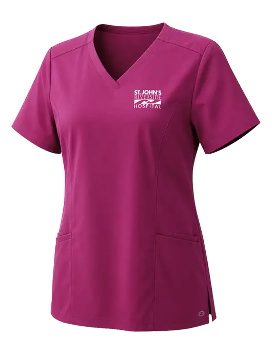 Wink Womens Wine Premiere Flex V-Neck Top w/St. John's Riverside Logo