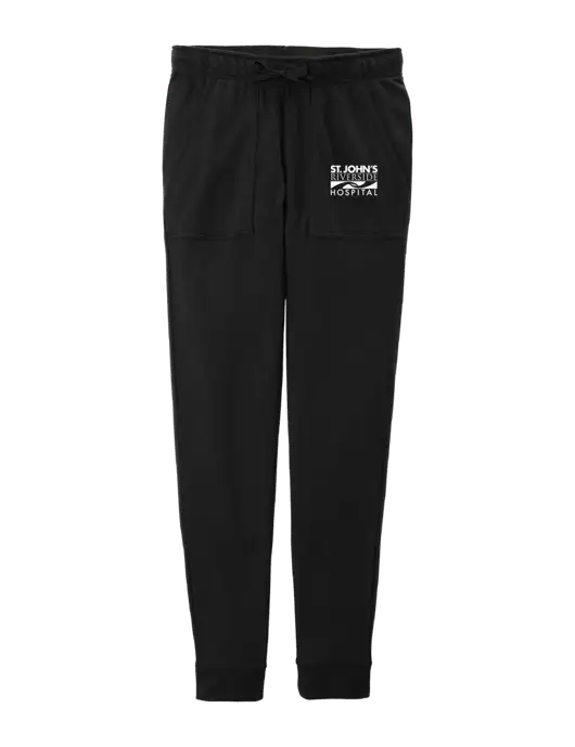 Womens Posicharge Tri-blend Wicking Black Triad Solid Fleece Jogger w/St. John's Riverside Logo