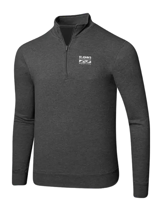 Dark Heather Grey 8.5 oz Ring Spun 1/4 Zip Pullover Sweatshirt w/St. John's Riverside Logo