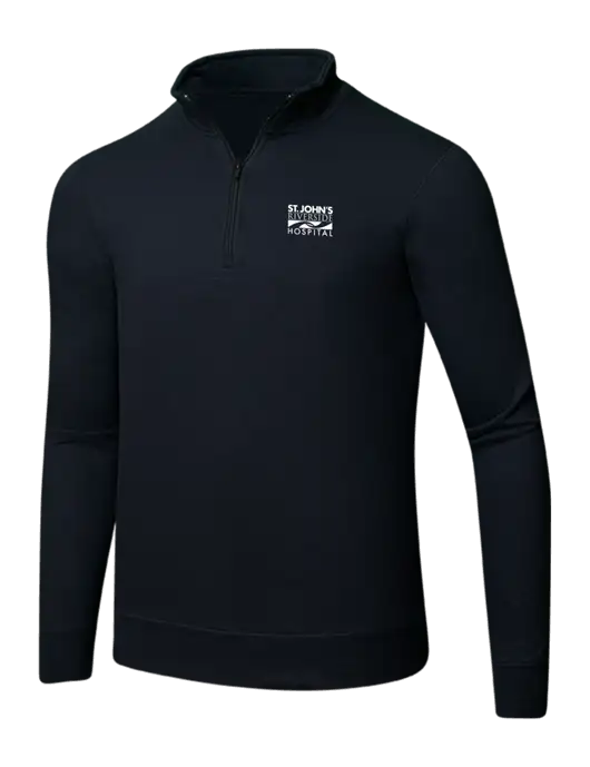 Jet Black 8.5 oz Ring Spun 1/4 Zip Pullover Sweatshirt w/St. John's Riverside Logo