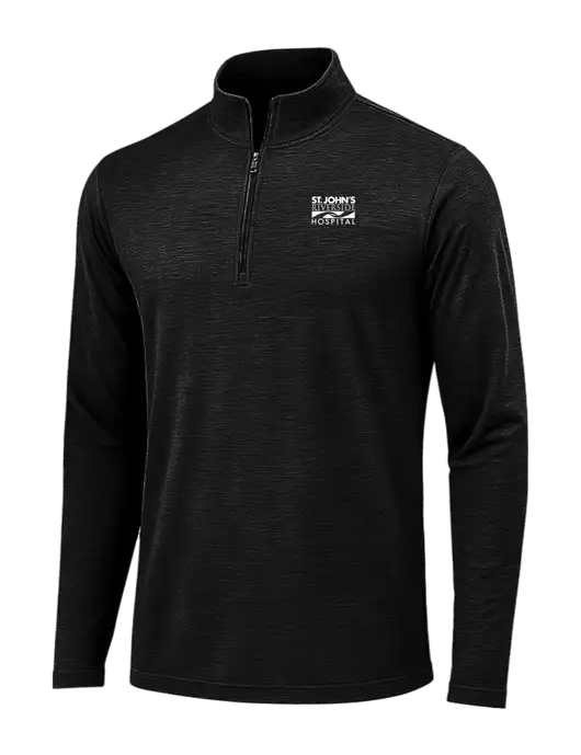 Black Triad Solid Posicharge Tri-Blend Wicking 1/4 Zip Pullover w/St. John's Riverside Logo