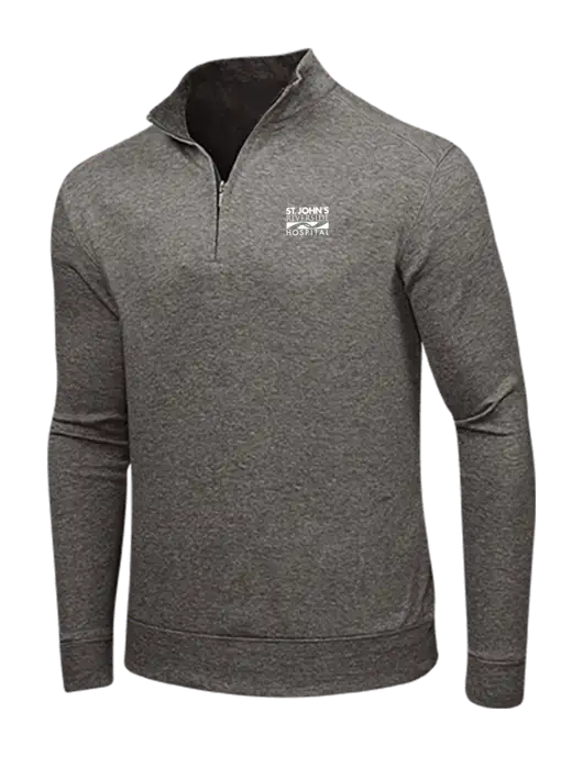 Charcoal Heather/Medium Heather Grey Interlock 1/4 Zip w/St. John's Riverside Logo