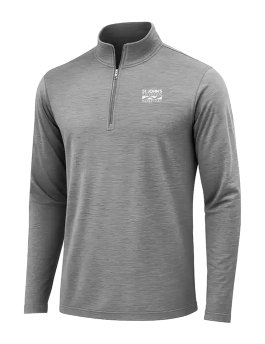 Dark Grey Heather Posicharge Tri-Blend Wicking 1/4 Zip Pullover w/St. John's Riverside Logo