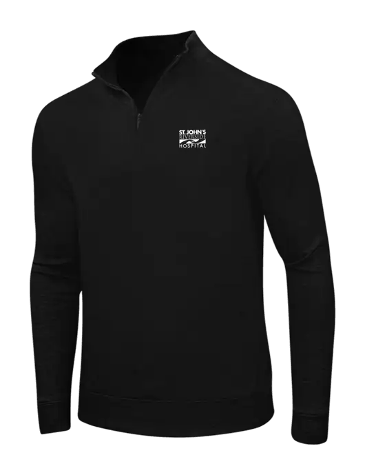 Deep Black/Charcoal Heather Interlock 1/4 Zip w/St. John's Riverside Logo