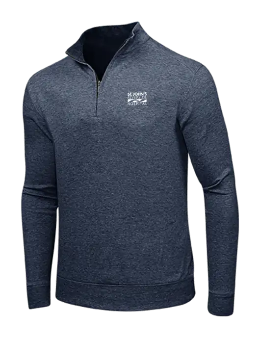 Estate Blue Heather/Charcoal Heather Interlock 1/4 Zip w/St. John's Riverside Logo