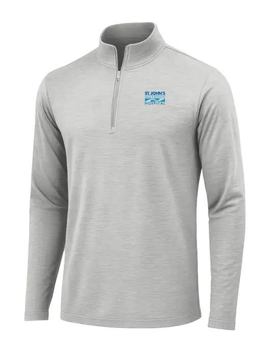 Light Grey Heather Posicharge Tri-Blend Wicking 1/4 Zip Pullover w/St. John's Riverside Logo