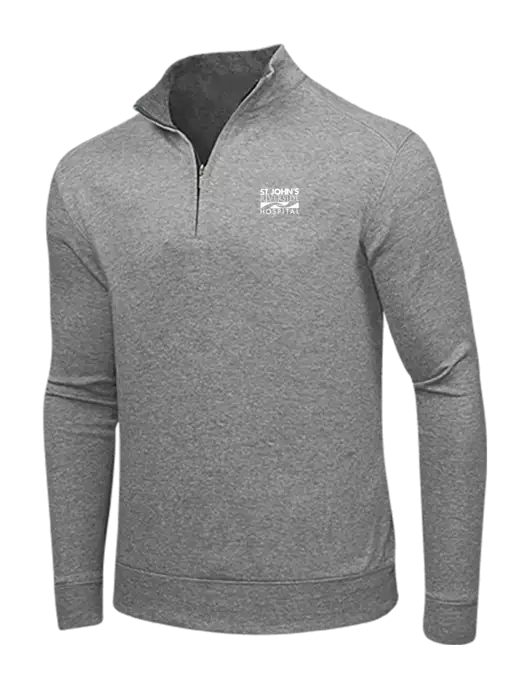 Medium Heather Grey/Charcoal Heather Interlock 1/4 Zip w/St. John's Riverside Logo