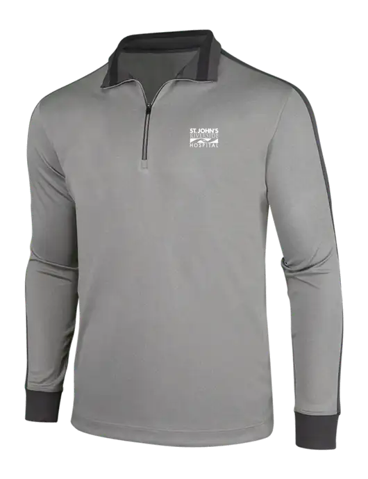 NIKE Athletic Grey/Heather Dark Grey Dry-Fit 1/2 Zip Cover-Up w/St. John's Riverside Logo