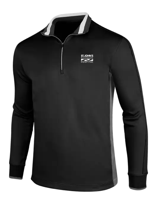 NIKE Black/Dark Grey/White Dry-Fit 1/2 Zip Cover-Up w/St. John's Riverside Logo