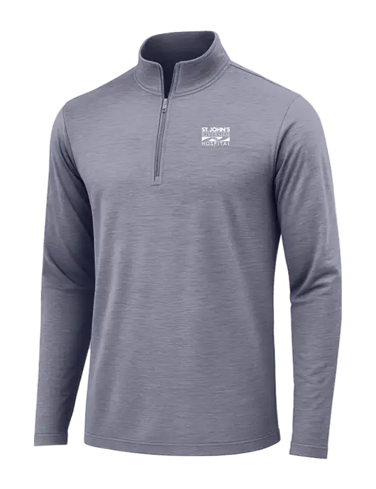 True Navy Heather Posicharge Tri-Blend Wicking 1/4 Zip Pullover w/St. John's Riverside Logo
