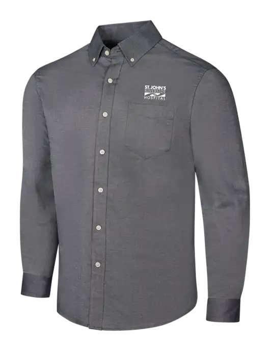 Dark Grey SuperPro Oxford Shirt w/St. John's Riverside Logo