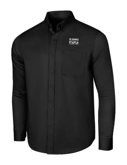Long Sleeve Deep Black Superpro React Twill Shirt w/St. John's Riverside Logo