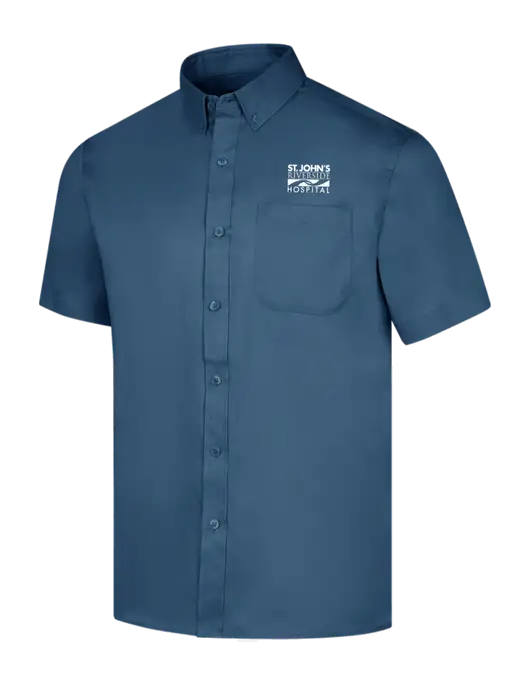Short Sleeve Light Navy Superpro React Twill Shirt w/St. John's Riverside Logo