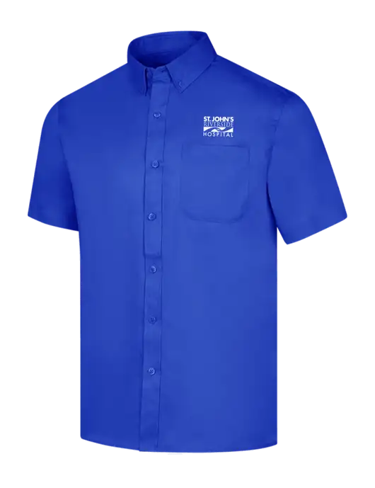 Short Sleeve Dark Royal Superpro React Twill Shirt w/St. John's Riverside Logo