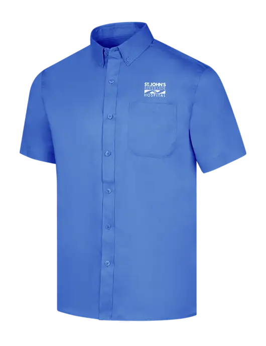 Short Sleeve Dark Carolina Blue Superpro React Twill Shirt w/St. John's Riverside Logo