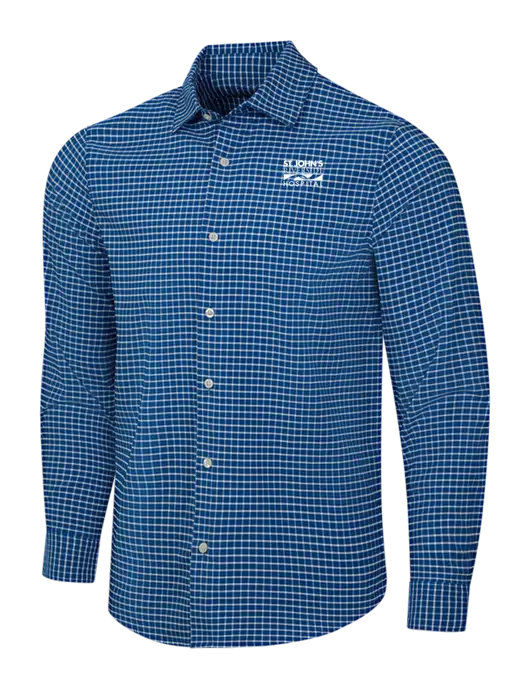 Navy/White City Stretch Shirt w/St. John's Riverside Logo