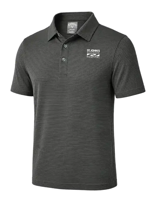 Callaway Black Fine Line Stripe Polo w/St. John's Riverside Logo