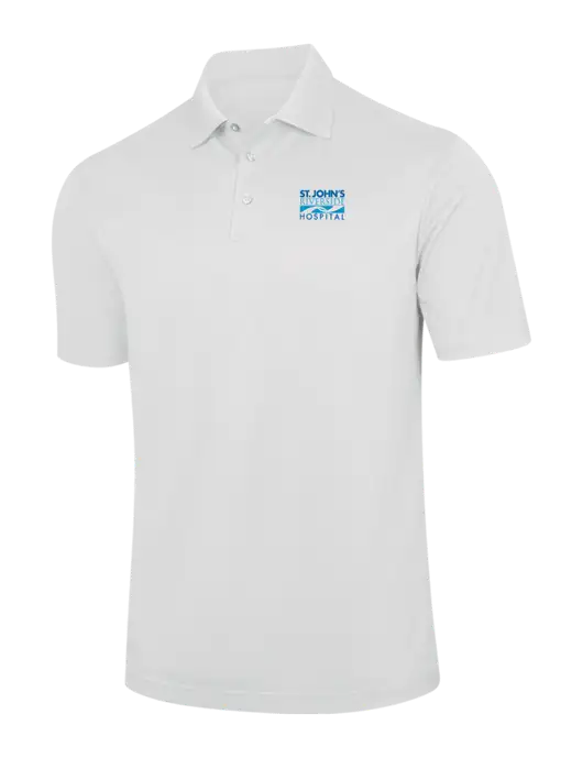 White Performance Fine Jacquard Polo w/St. John's Riverside Logo