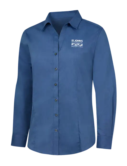 Light Navy Womens Crosshatch Easy Care Shirt w/St. John's Riverside Logo