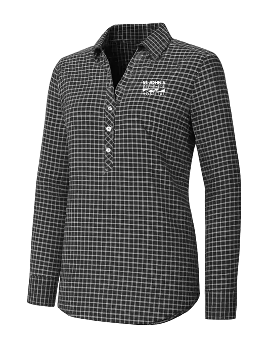 Womens Dark Grey/White City Stretch Shirt w/St. John's Riverside Logo
