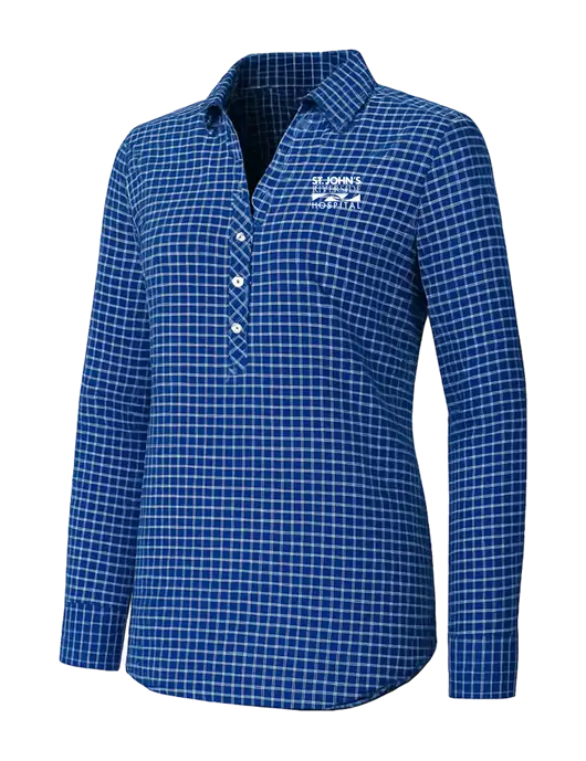 Womens Navy/White City Stretch Shirt w/St. John's Riverside Logo