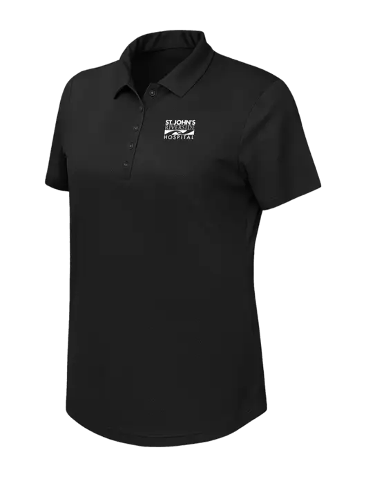 Callaway Womens Birdseye Black Polo w/St. John's Riverside Logo
